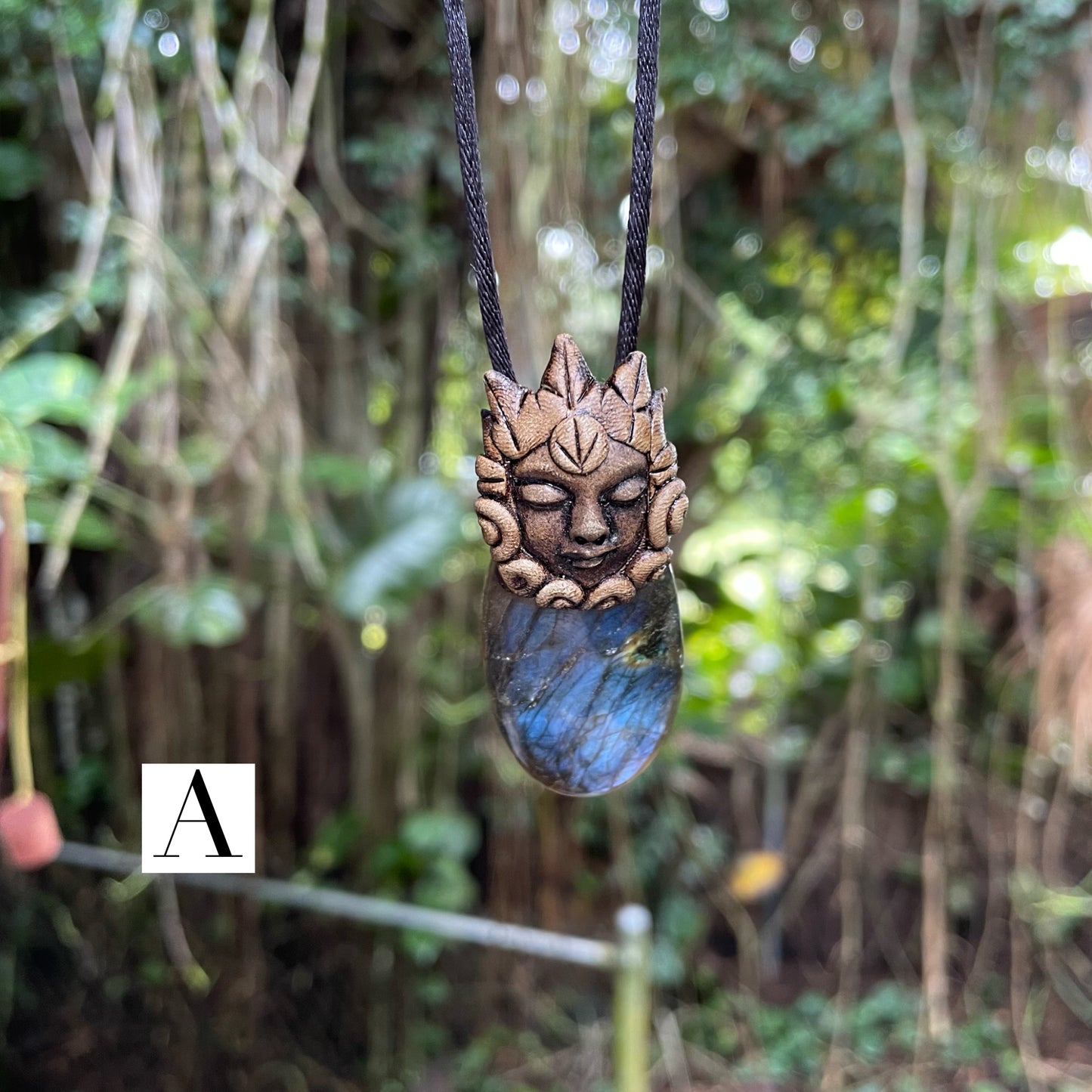 Face Labradorite Clay Pendants