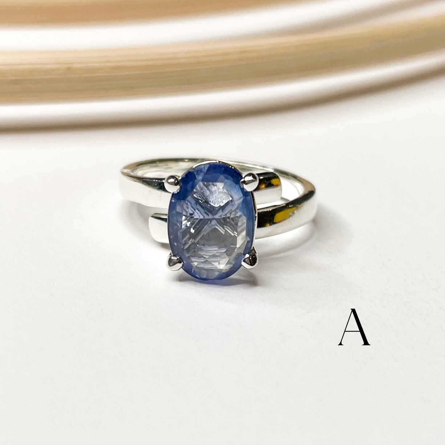 Natural Blue Sapphire Prong Ring - Solid Sterling Silver