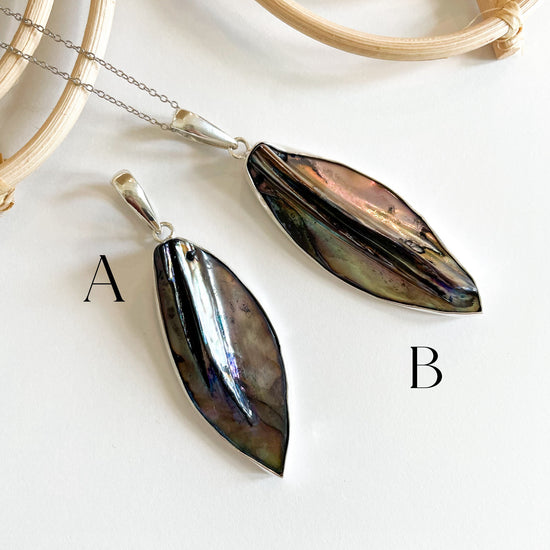 Fan Drop Purple Shell - Solid Sterling Silver