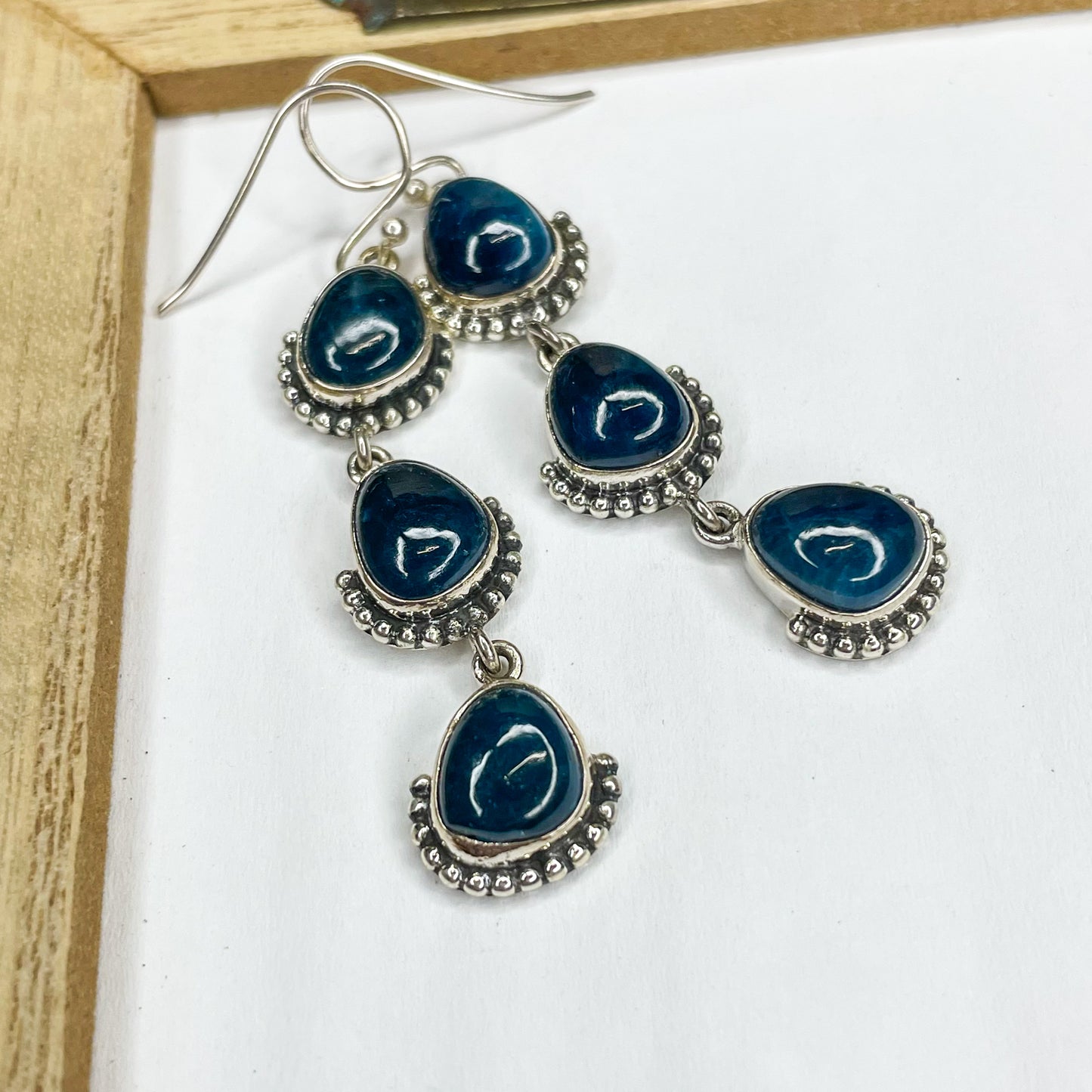 Neon Apatite Dangle Earring  -  Solid Sterling Silver