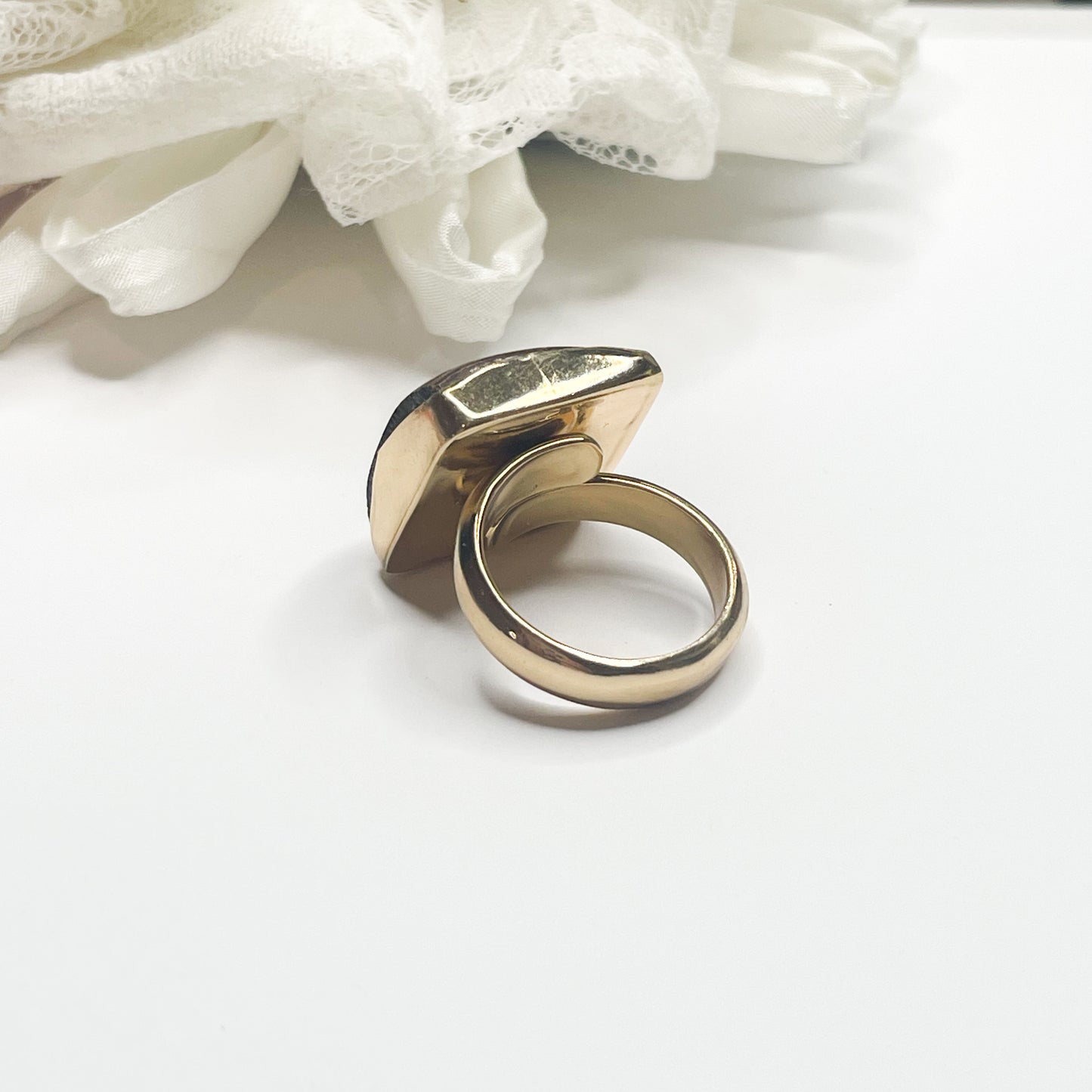Wood Peace Sign Ring - Alchemia Gold