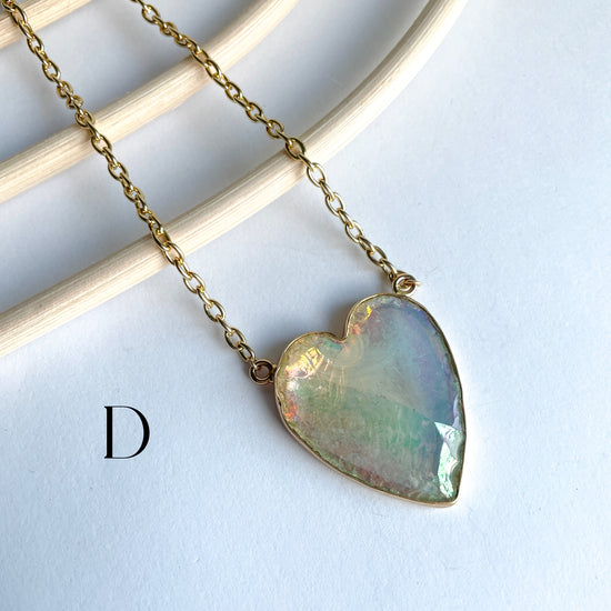 Load image into Gallery viewer, Aura Treated Opalite Heart Necklace - Alchemia Gold
