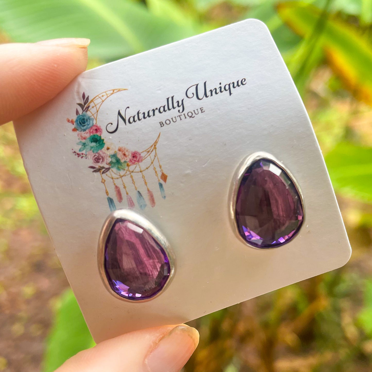 Faceted Amethyst Stud - Both Metals