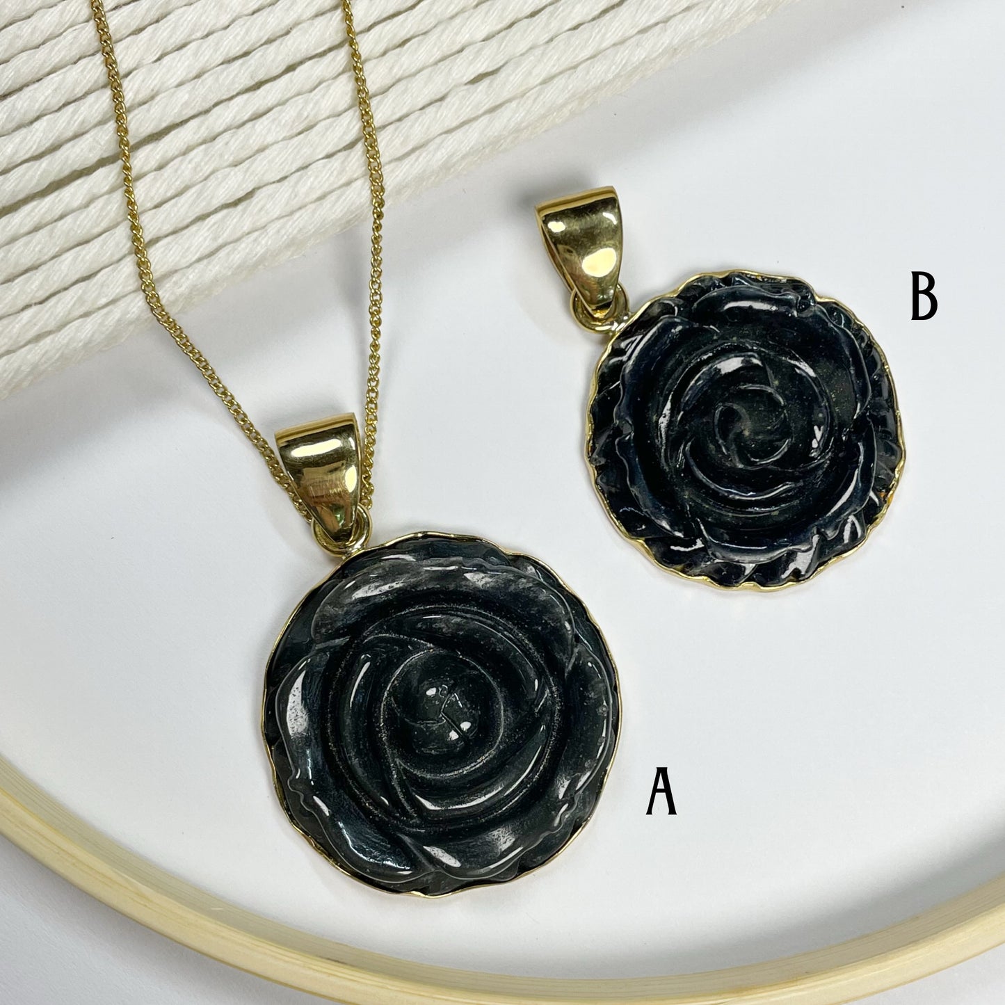 Black Rose Flower Pendant - Alchemia