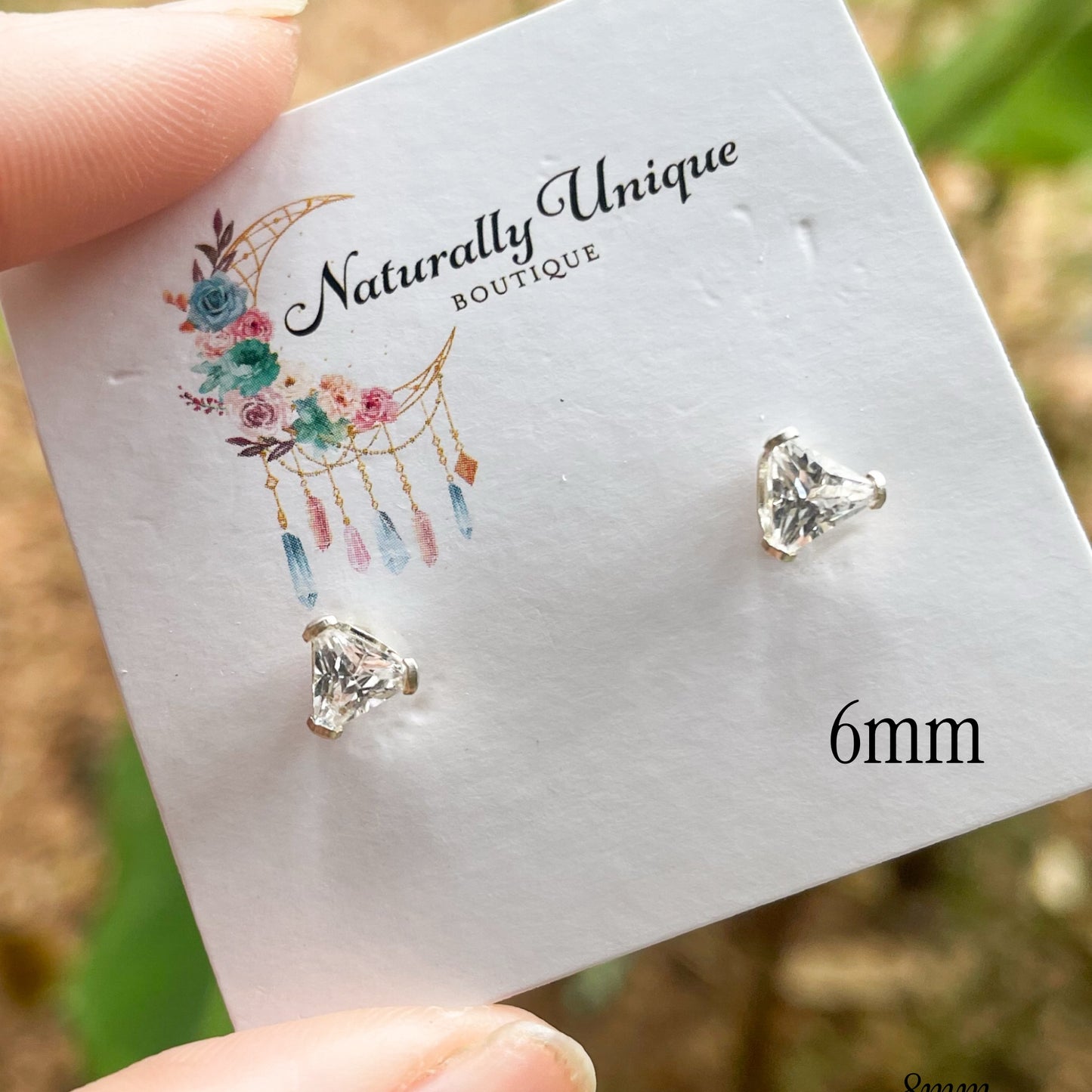 CZ Trillion Stud Earring - Solid Sterling Silver
