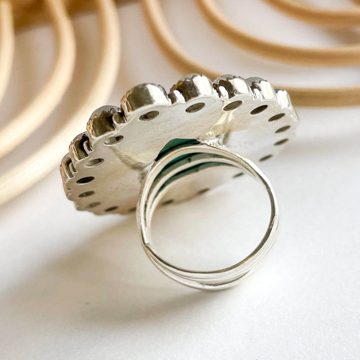 Moonstone & Turquoise Teardrop Statement Ring - Solid Sterling Silver