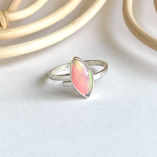 Pink Galaxy Marquee Ring - Solid Sterling Silver