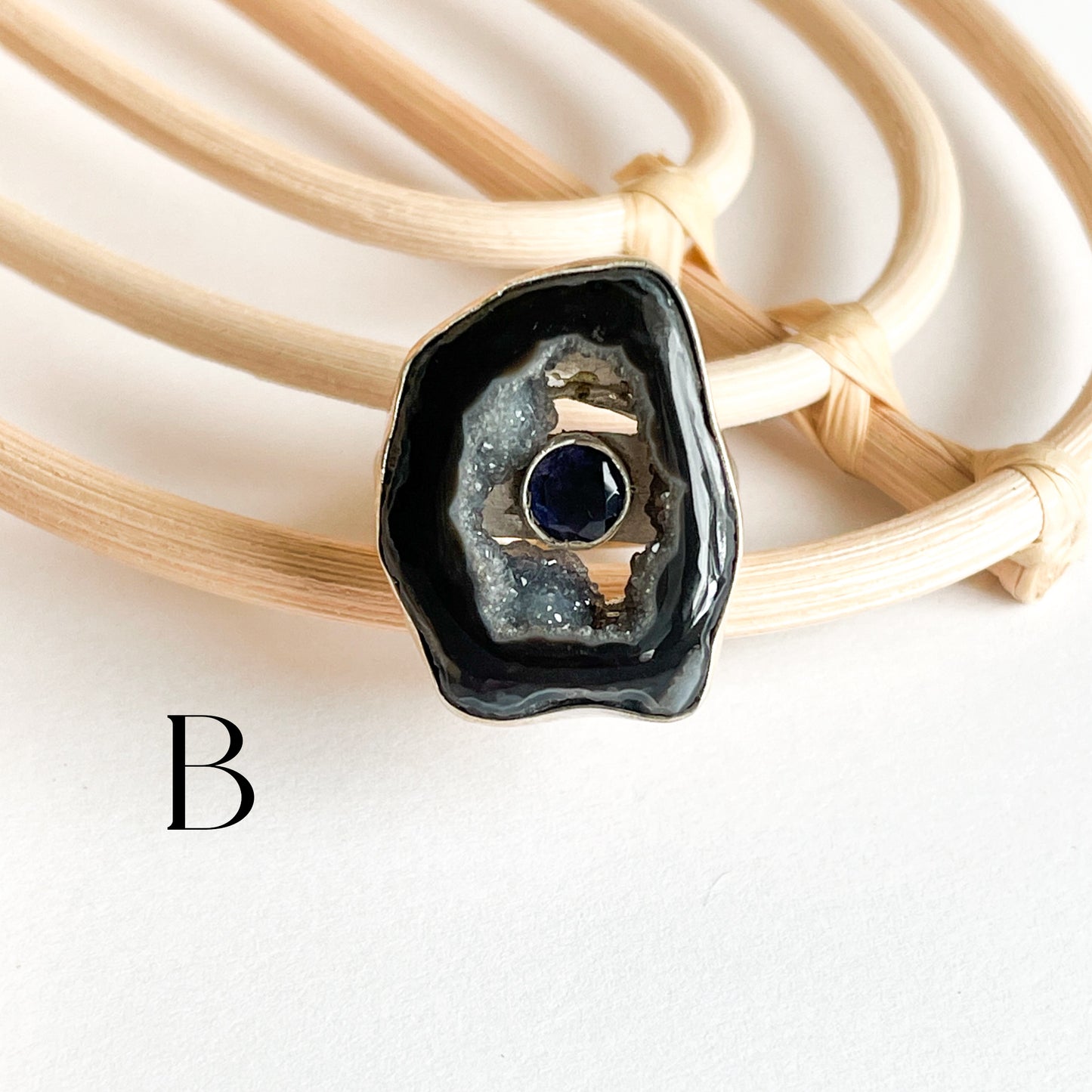 Agate With Gemstone Ring - Solid Sterling Silver