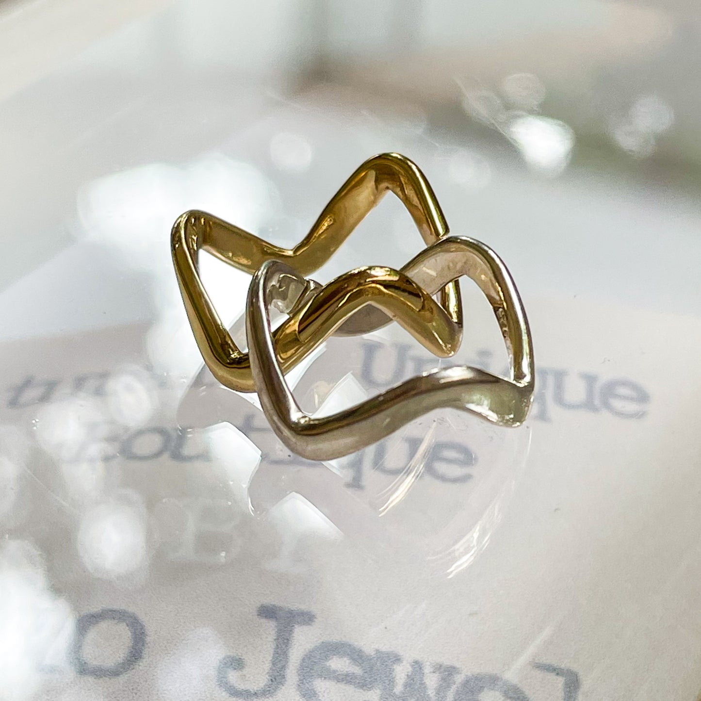 Swiggle Solid Midi Ring - Both Metals