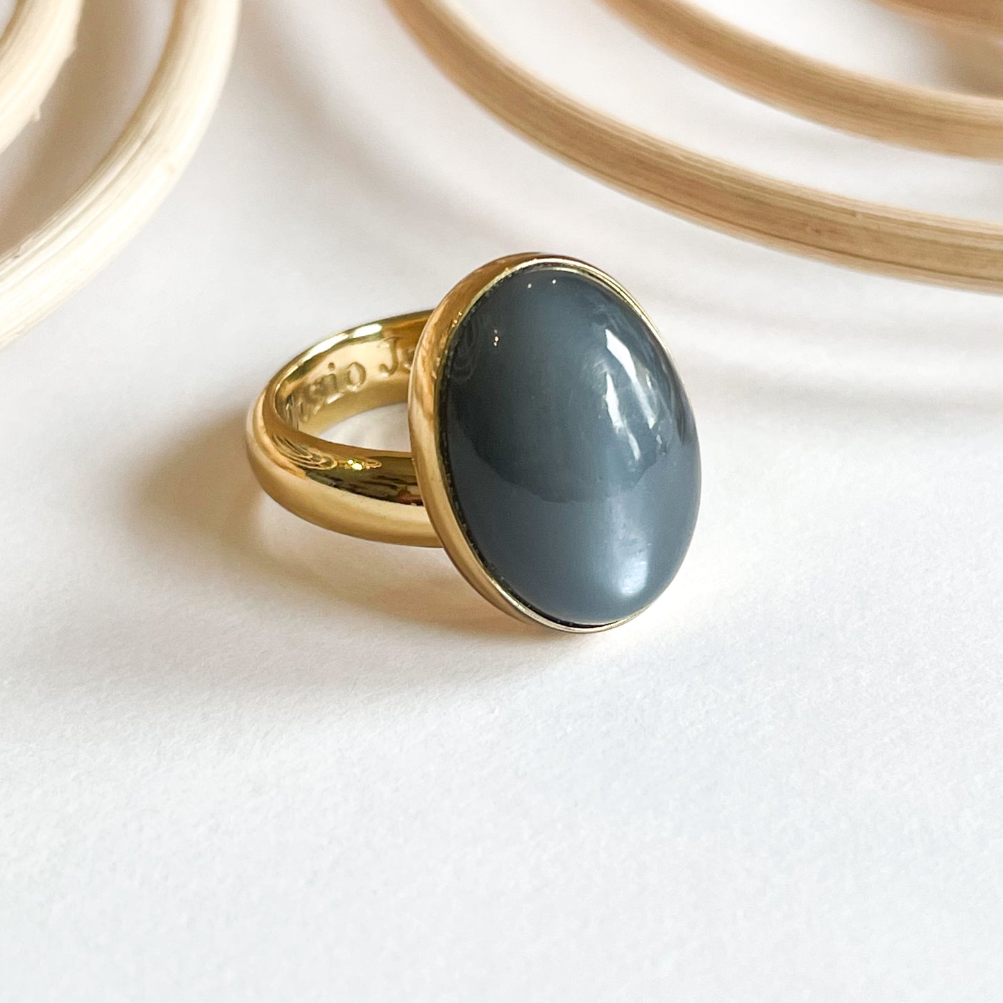 Black Moonstone Ring - Alchemia Gold