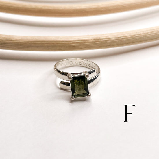 Load image into Gallery viewer, Certified Moldavite Prong Rings - Solid Sterling Silver
