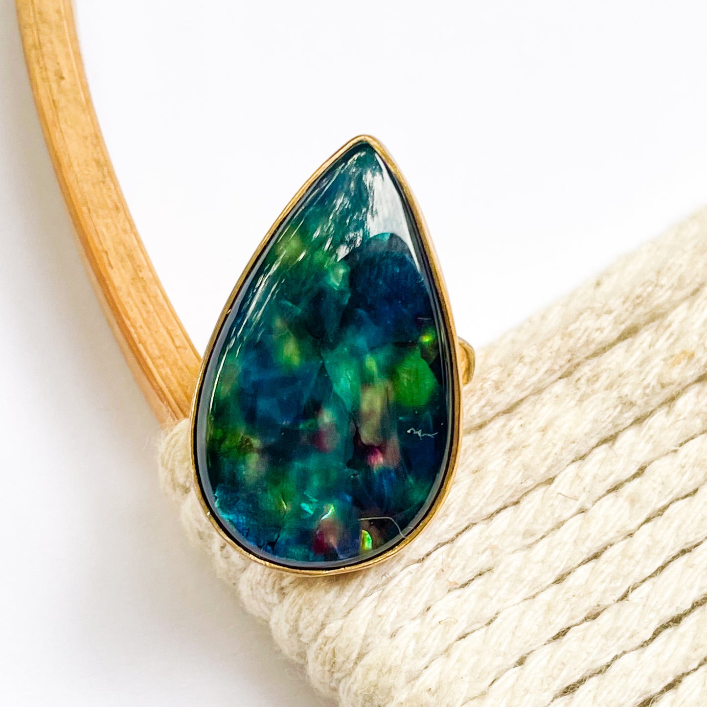 Opal Doublet Teardrop Rings - Alchemia