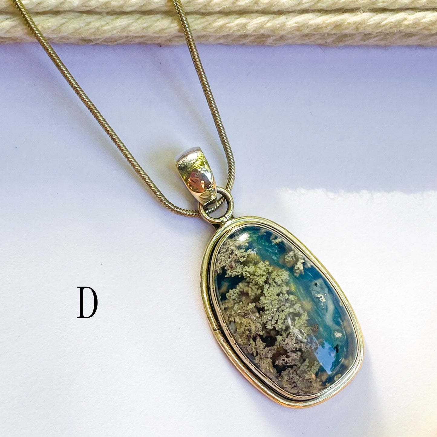 Aura Opal & Moss Agate Ring & Pendant - Solid Sterling Silver