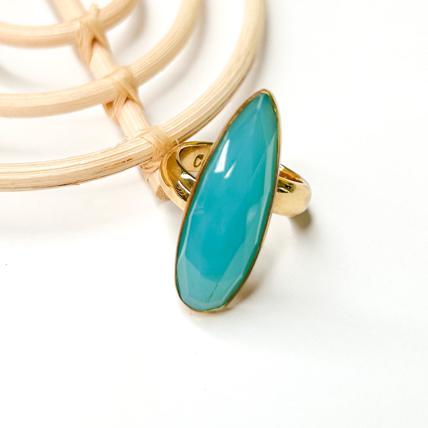 Slender Blue Chalcedony Ring - Alchemia