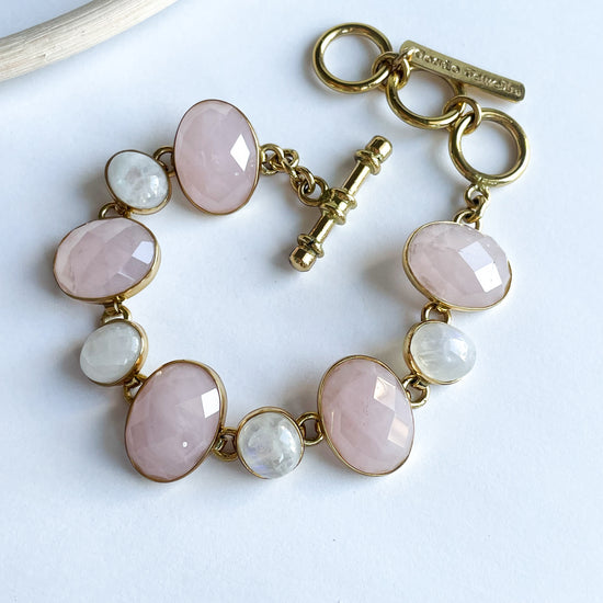 Rose Quartz & Rainbow Moonstone Bracelet  - Alchemia
