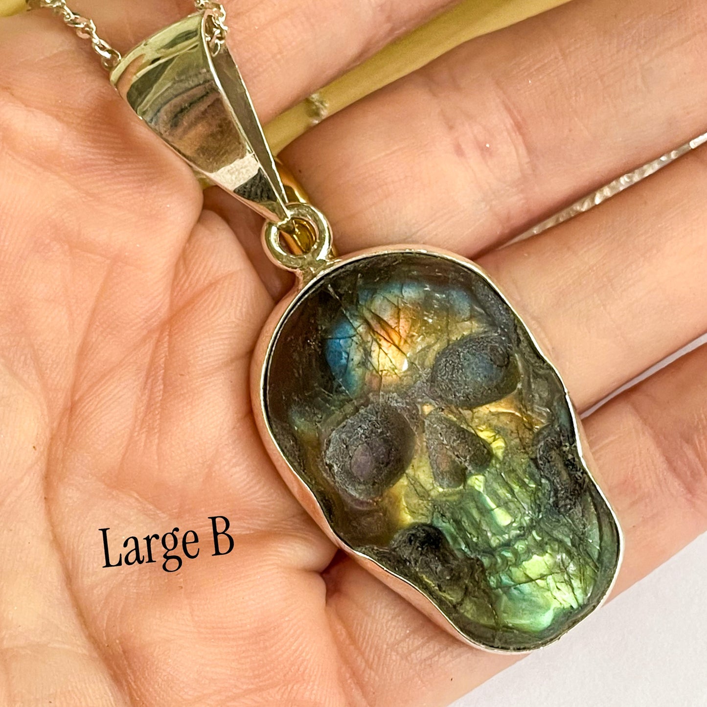 Statement Skull Labradorite Pendant-Solid Sterling Silver