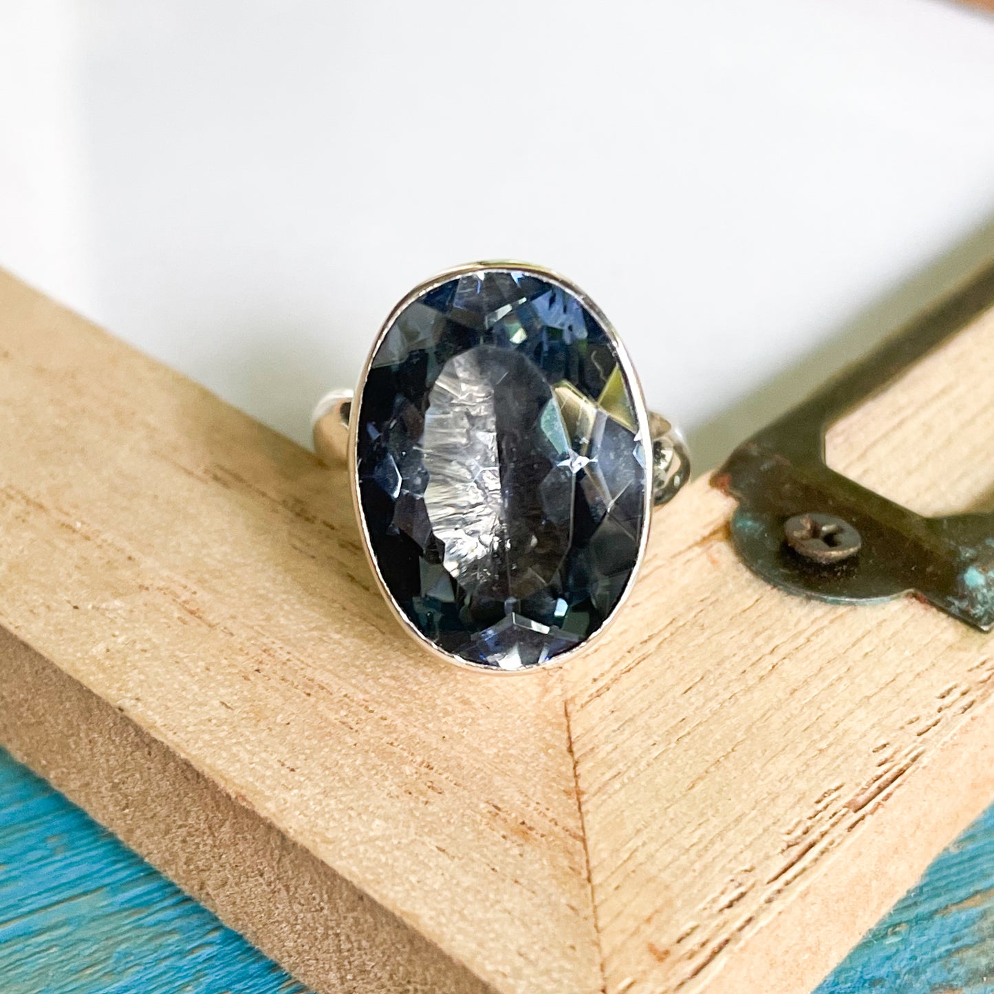 Blue Quartz Gemstone Ring & Pendant - Solid Sterling Silver