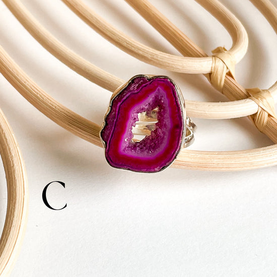 Agate Slice Ring - Solid Sterling Silver
