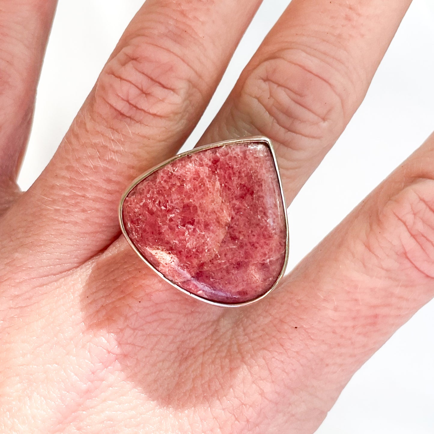 Rhodonite Ring - Solid Sterling Silver