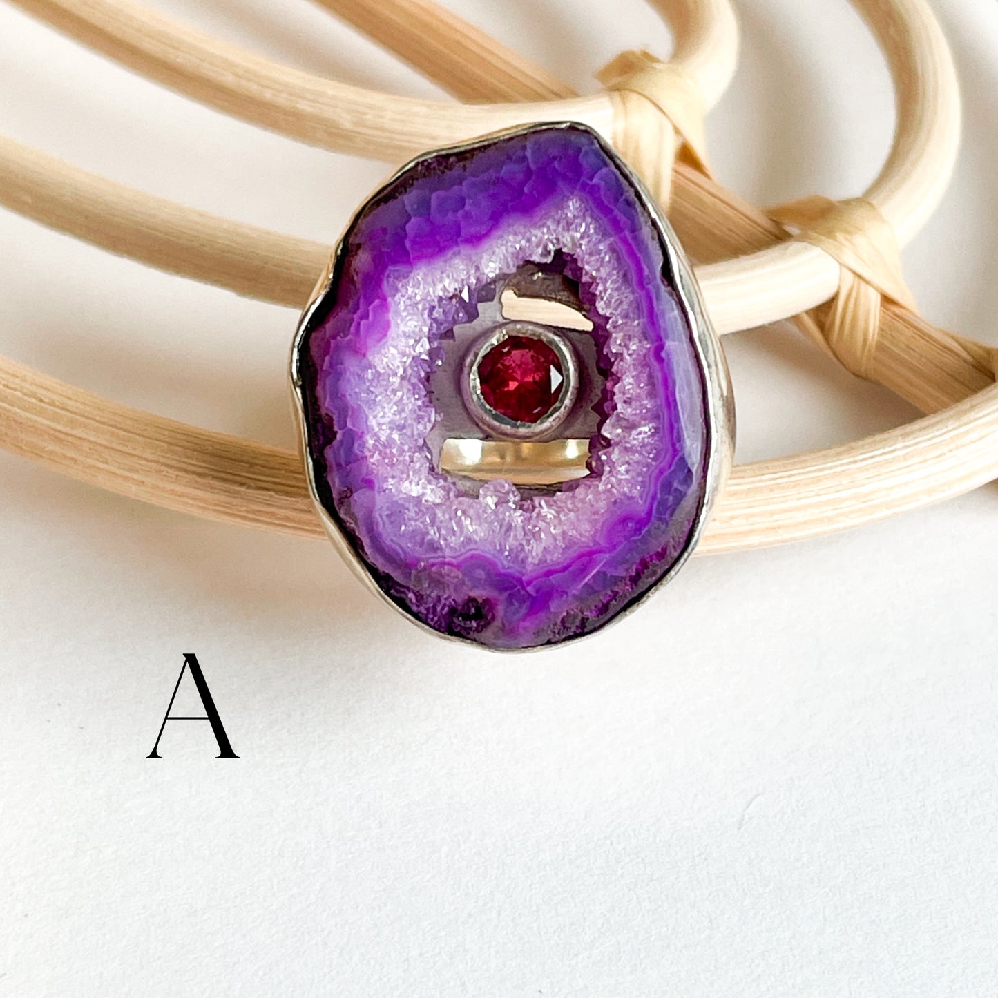 Agate With Gemstone Ring - Solid Sterling Silver