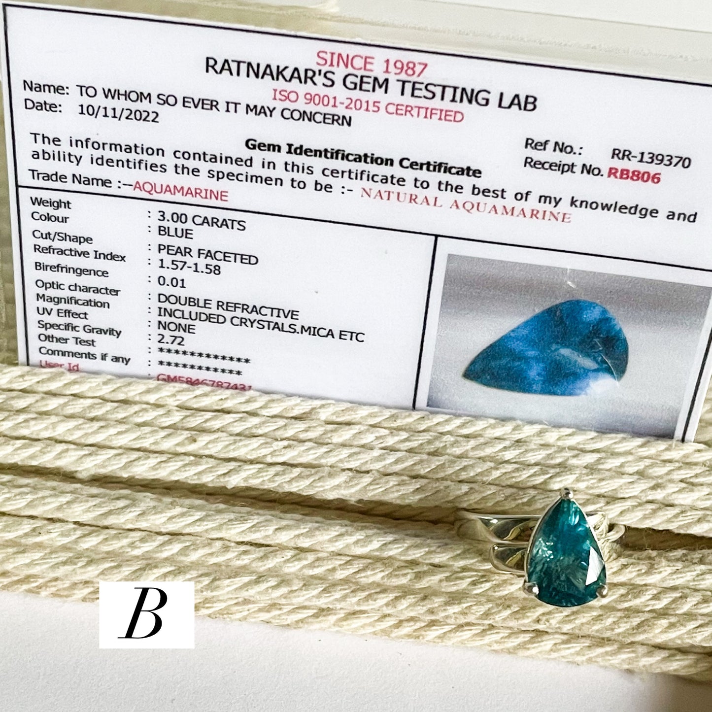 Certified Dark Aquamarine Prong Rings - Solid Sterling Silver