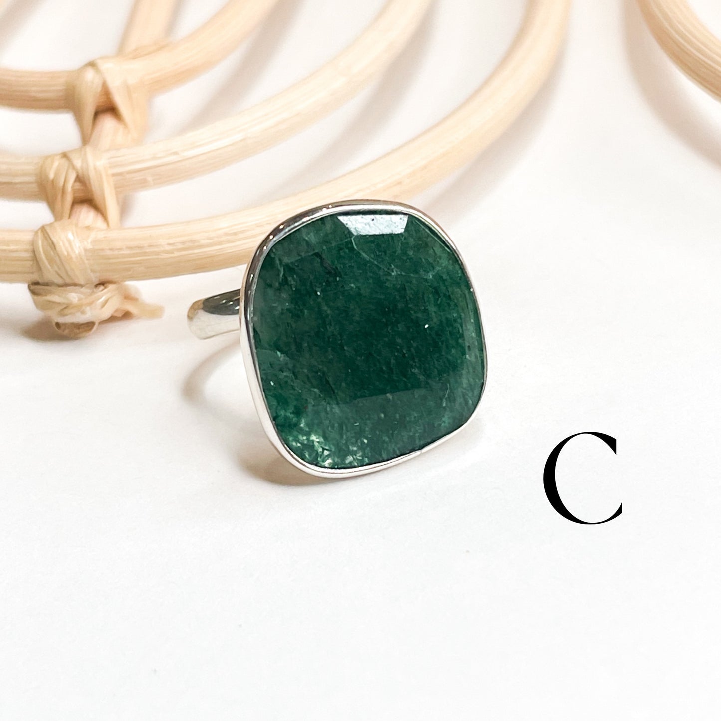 Green Aventurine Freeform Ring - Alchemia & Sterling Silver