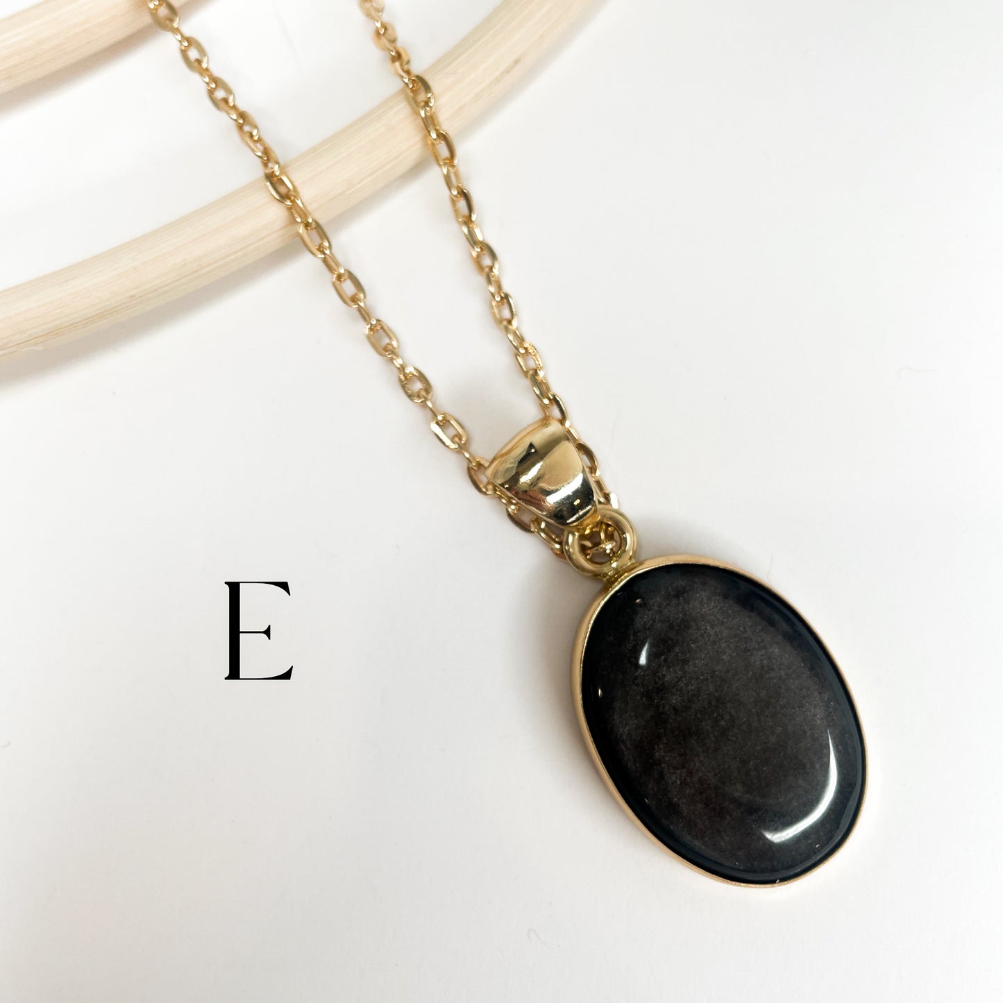 Silver Sheen Obsidian Oval Ring & Pendant - Both Metals