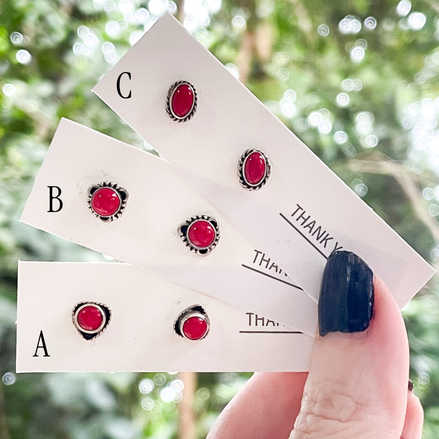 Natural Red Agate Studs - Solid Sterling Silver