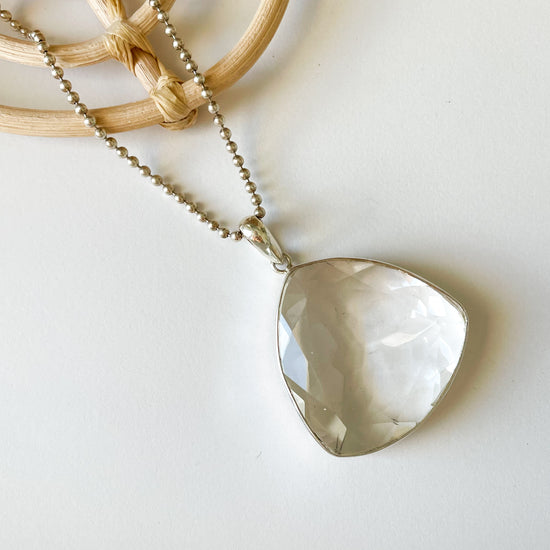 Clear Trillion Glass Pendant - Both Metals