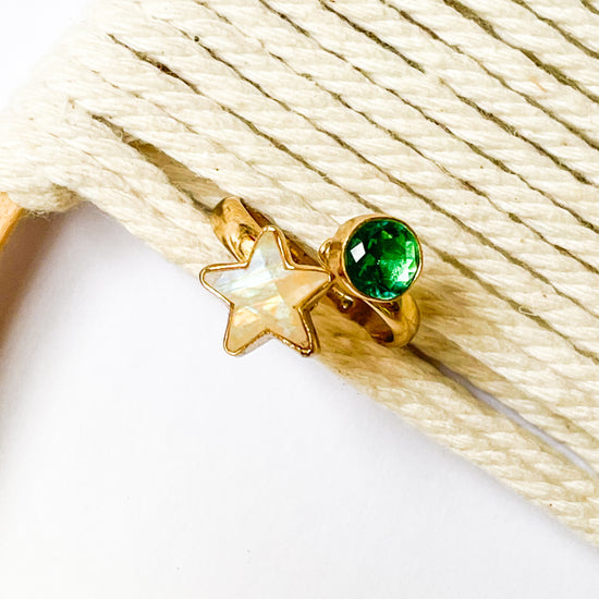Rainbow Moonstone Star & Gem Bypass Ring - Alchemia Gold