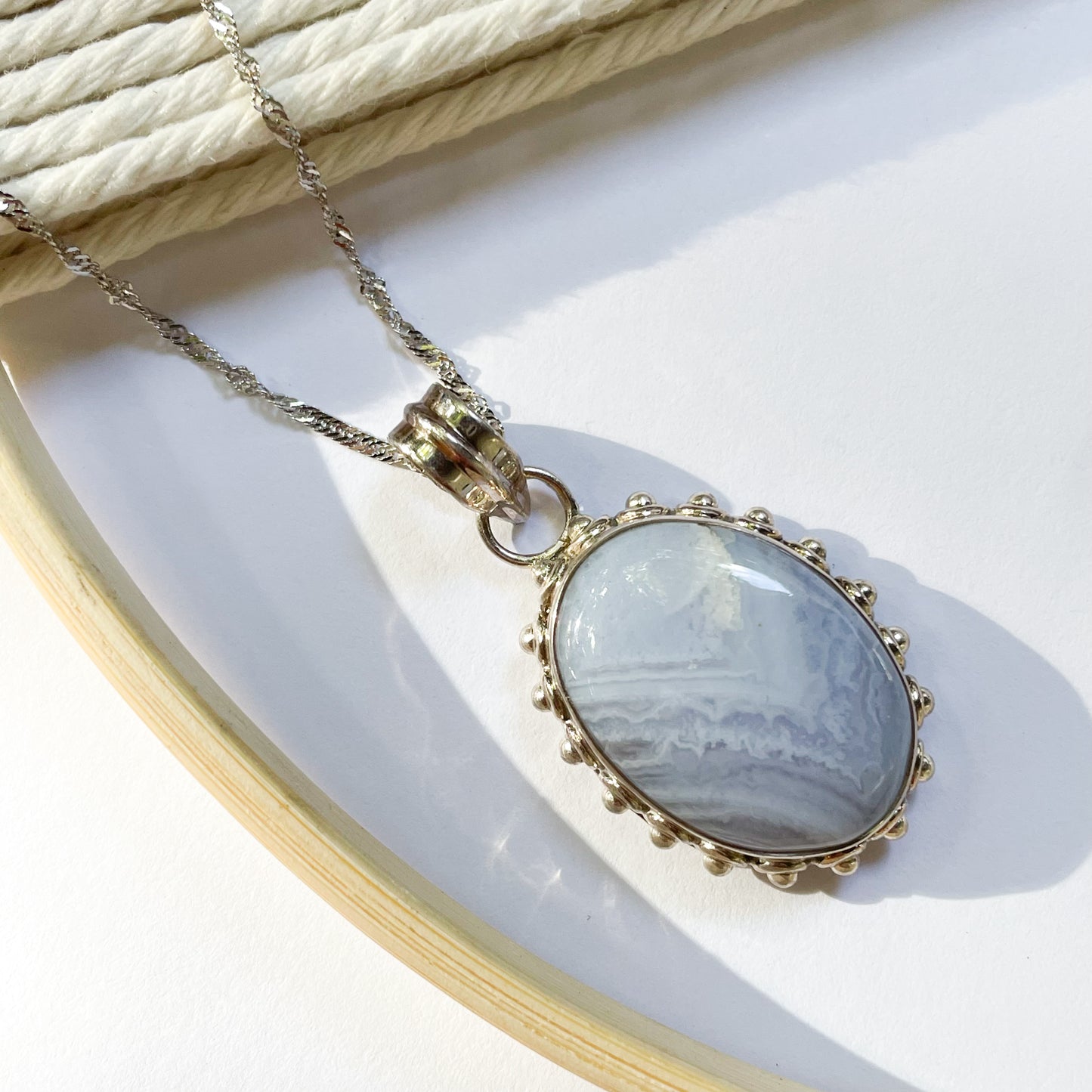 Blue Lace Spike Pendant - Solid Sterling Silver