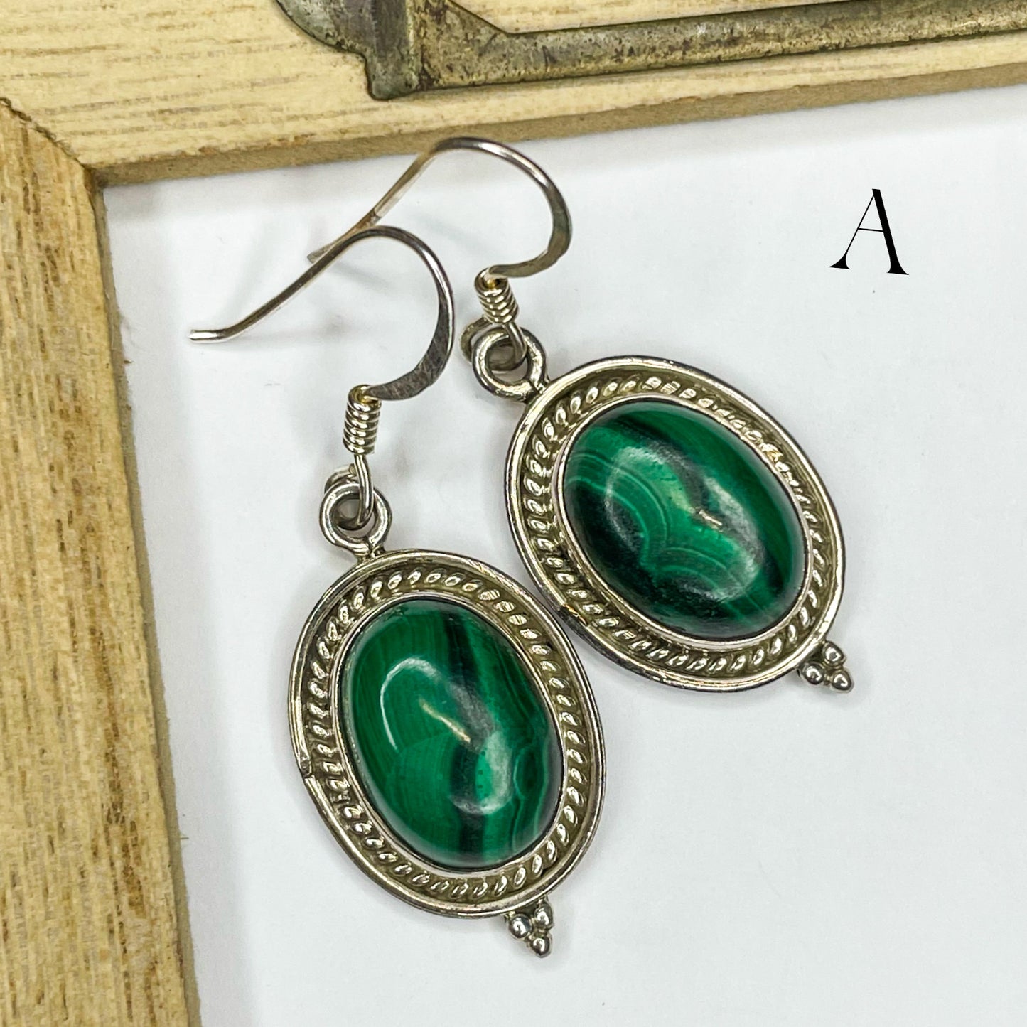 Malachite Dangles- Solid Sterling Silver