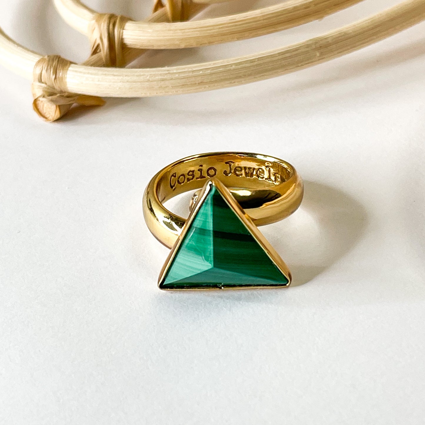 Malachite Triangle Ring - Alchemia