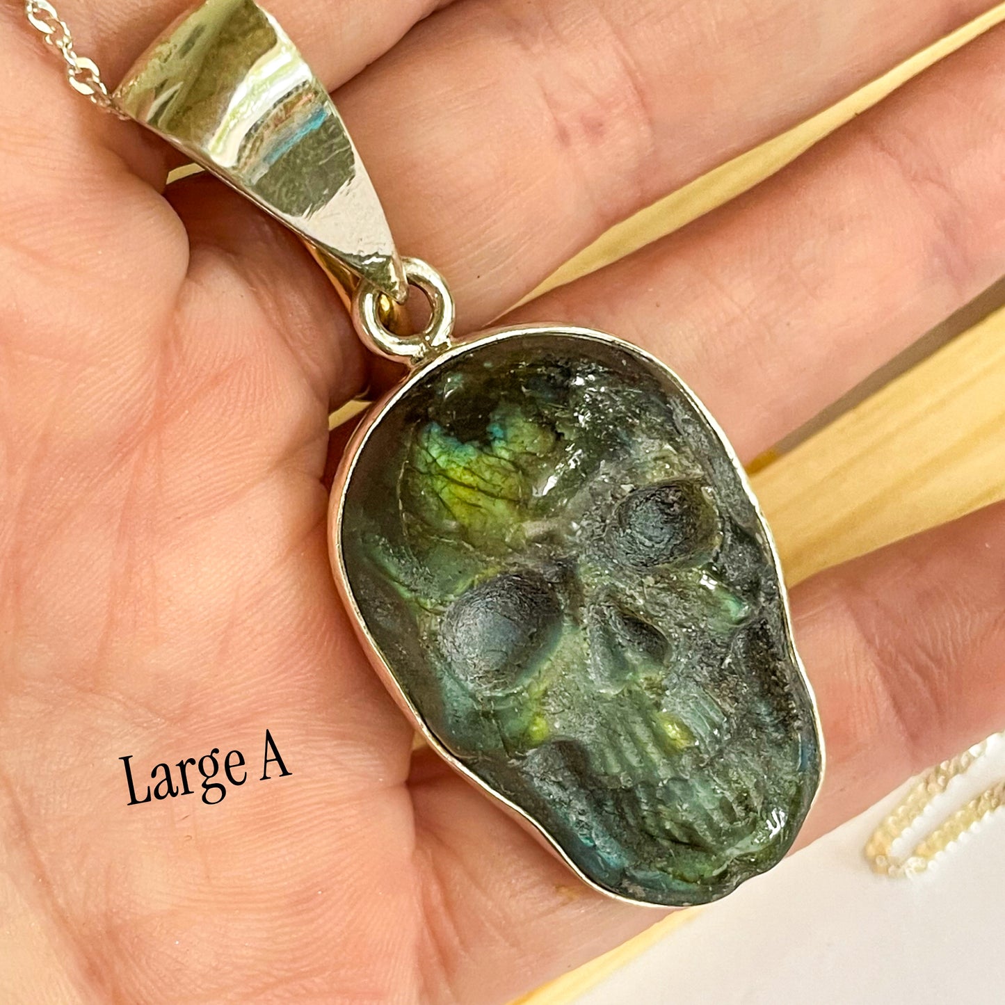 Statement Skull Labradorite Pendant-Solid Sterling Silver