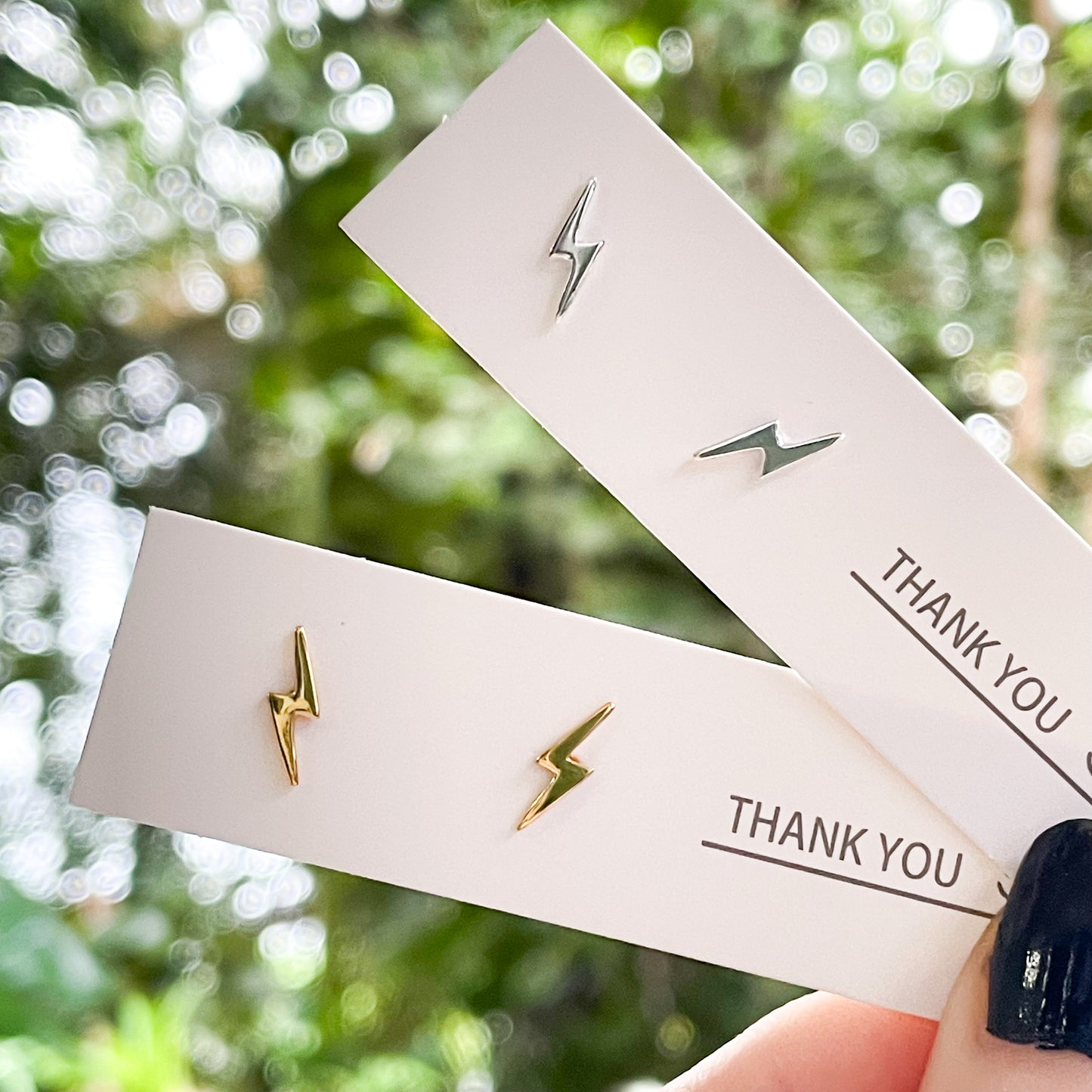 Dainty Lightning Bolt Studs - Both Metals