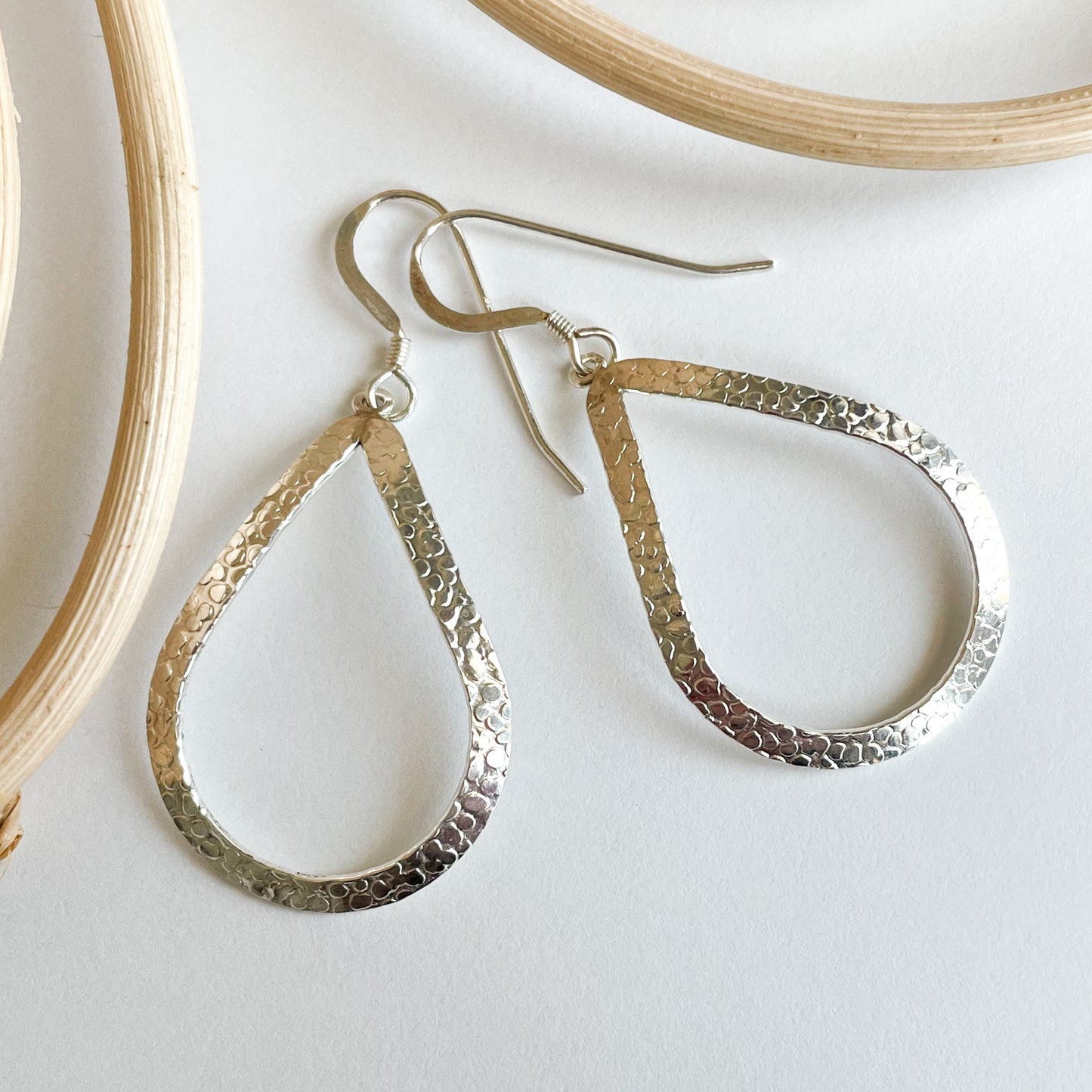 Tear Drop Dangle Earrings - Solid Sterling Silver