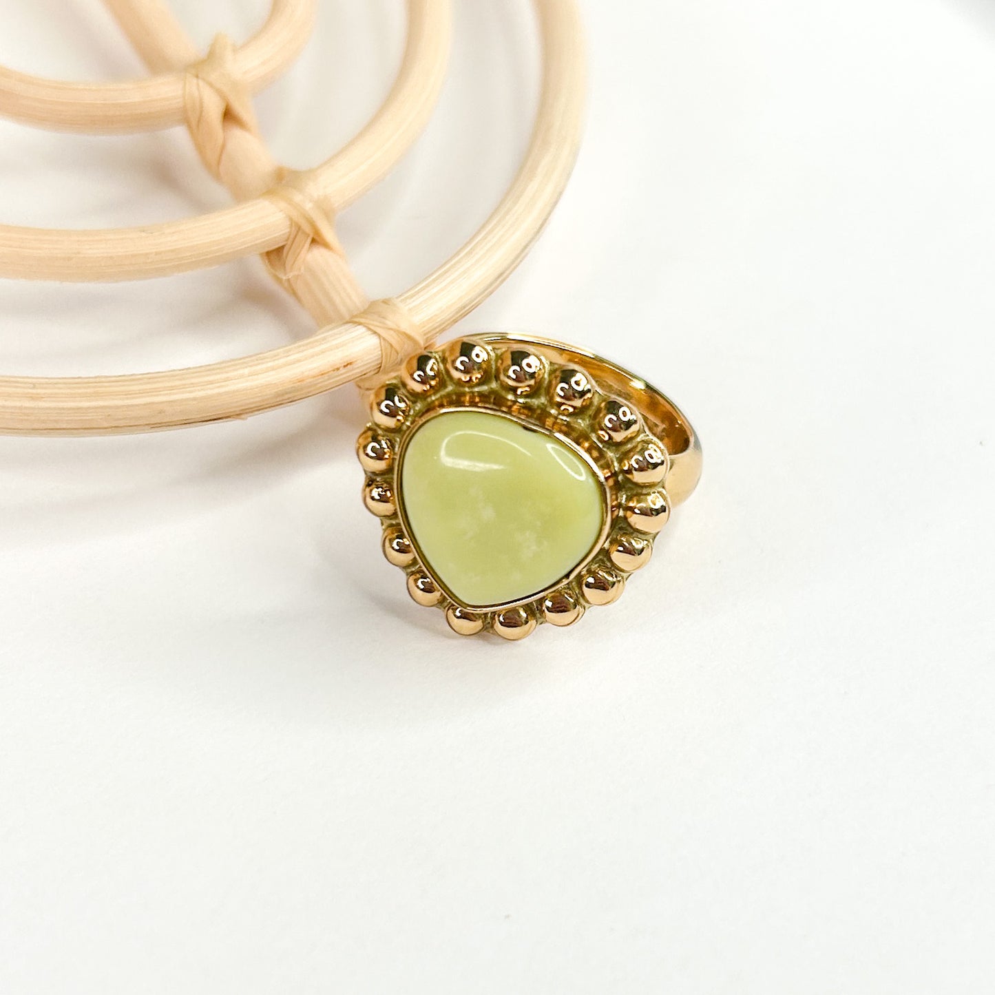 Serpentine  Heart Adjustable Ring - Alchemia Gold
