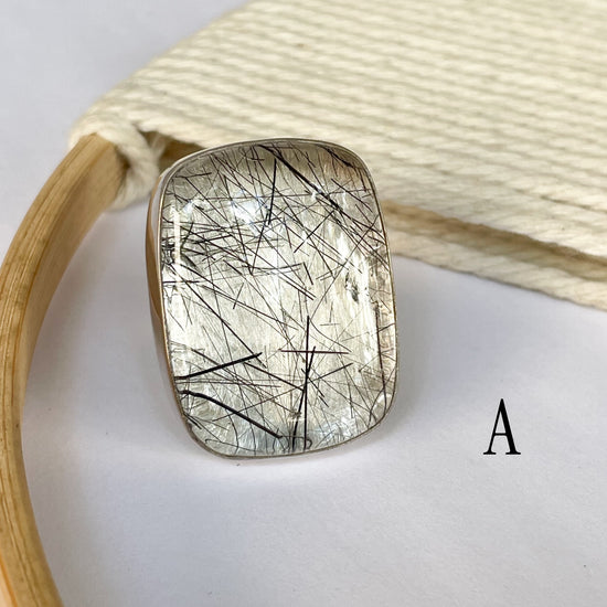 Black Rutilated Quartz Rings & Pendants - Solid Sterling Silver