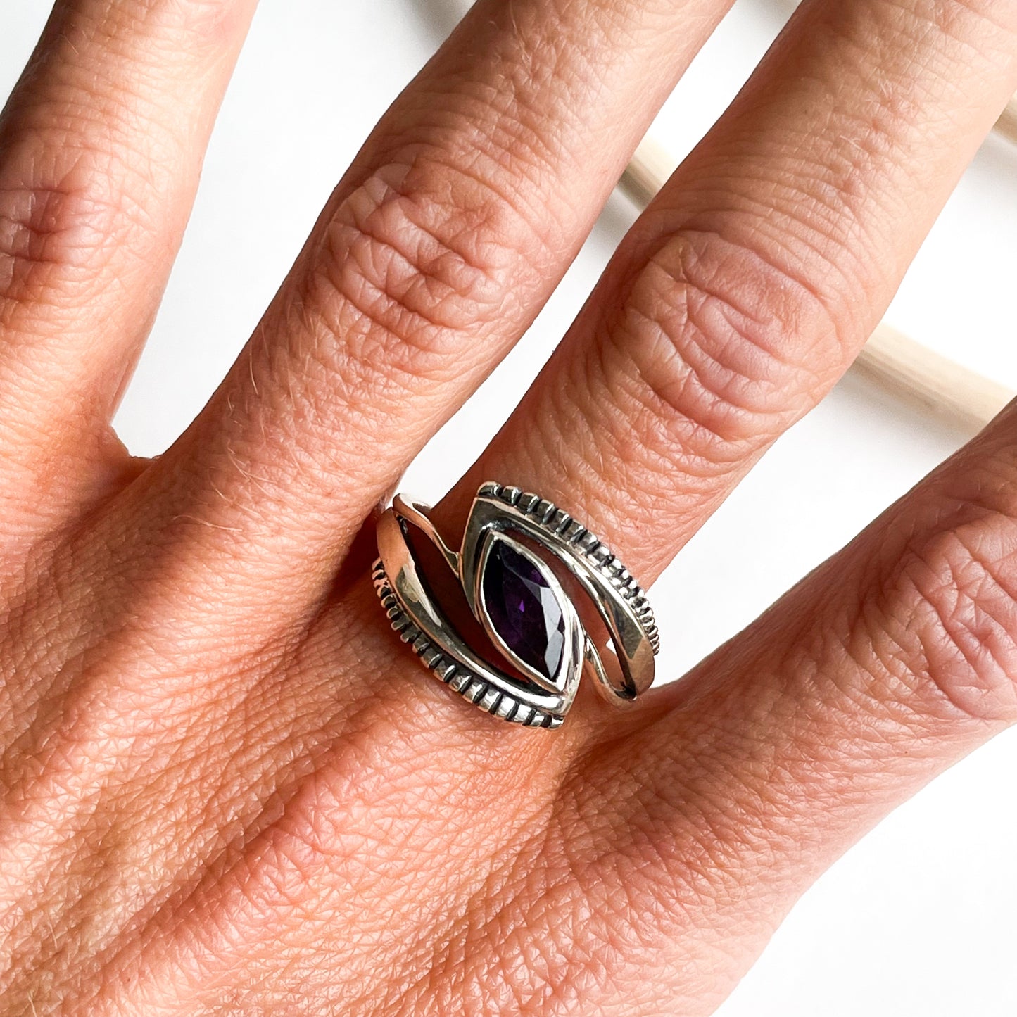 Amethyst Marquise Swirl Ring - SSS