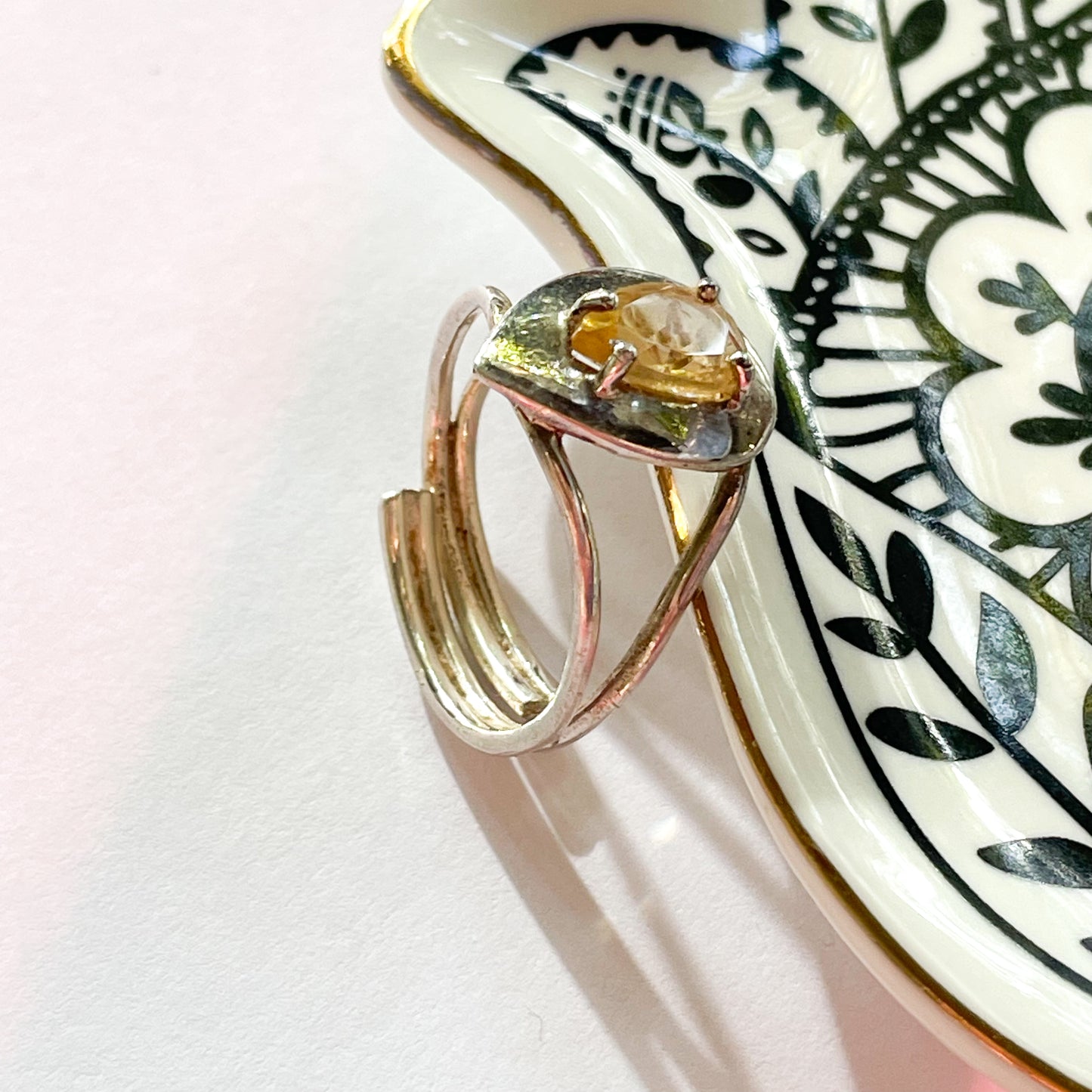 Citrine Dainty Prong Ring - Solid Sterling Silver