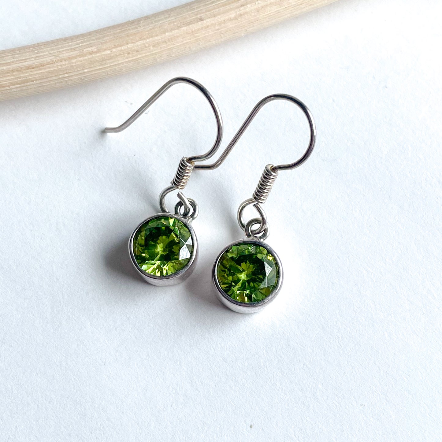 Synthetic Peridot Dangle Earrings - SSS