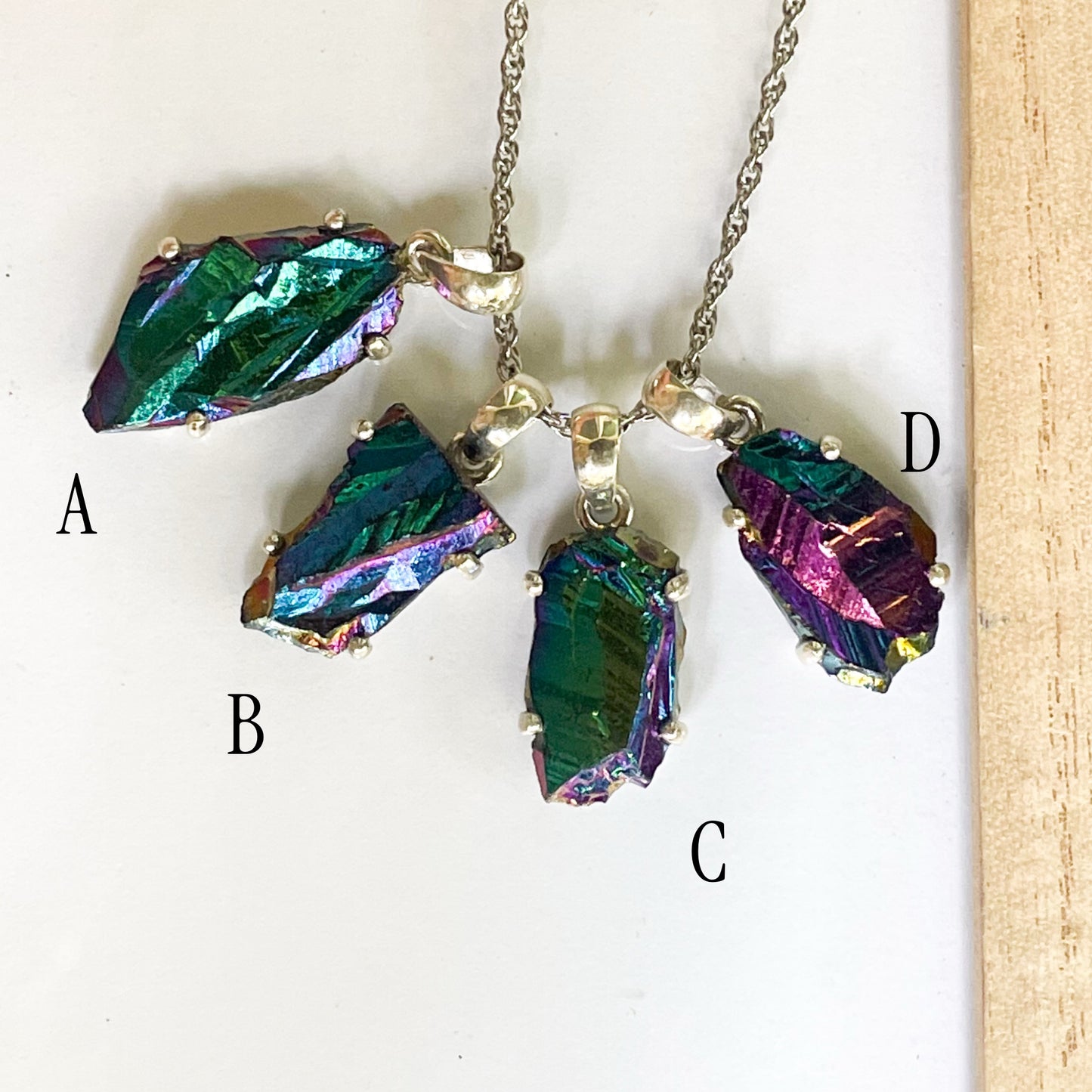 Metallic Treated Quartz Pendant - Solid Sterling Silver