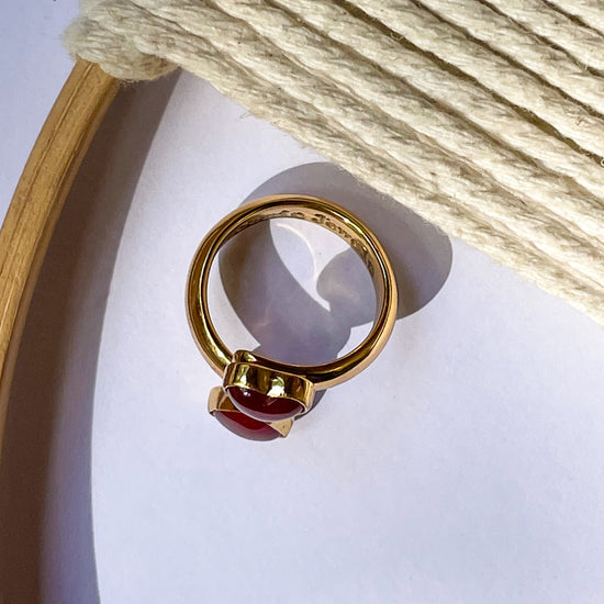 Carnelian Heart Bypass Adjustable Ring - Alchemia