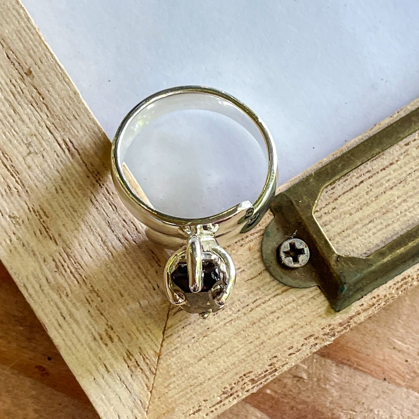 Smokey Quartz Rectangle Prong Ring - Solid Sterling Silver