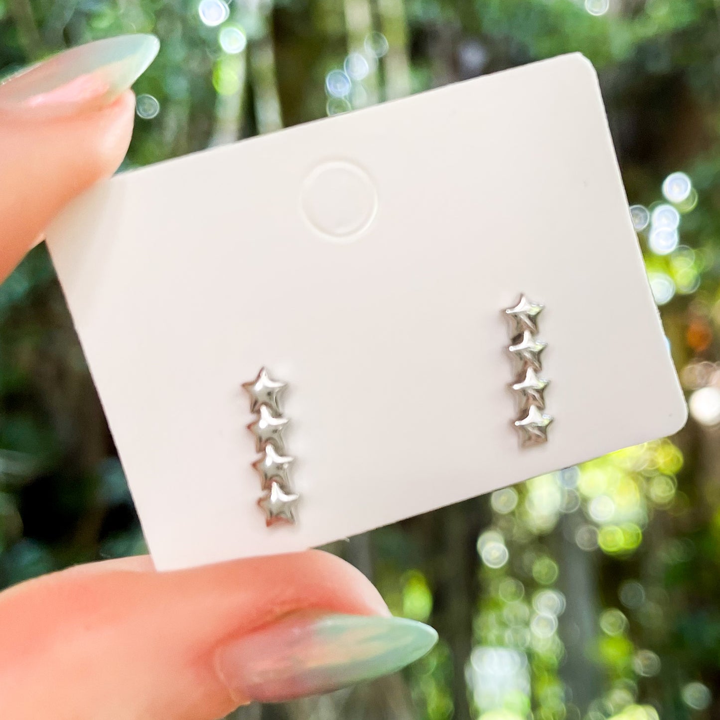 Bar of Stars Stud Earrings - Solid Sterling Silver