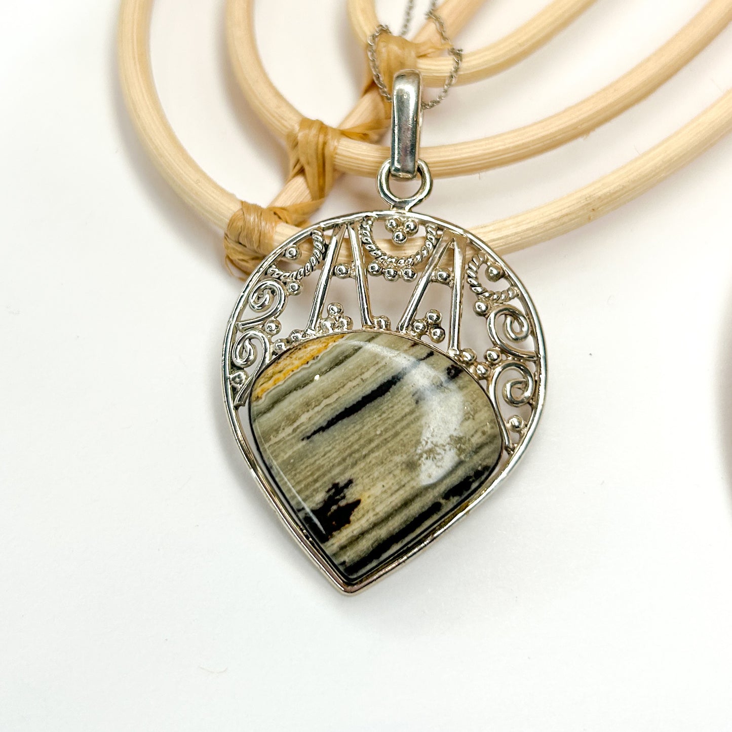Peanut Jasper Pendant - Solid Sterling Silver