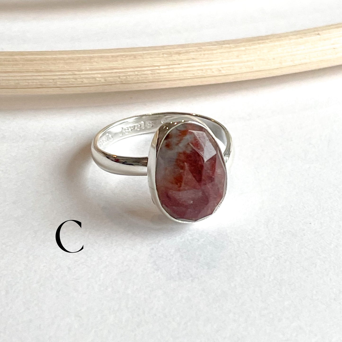 Blood Aquamarine Ring - Solid Sterling Silver