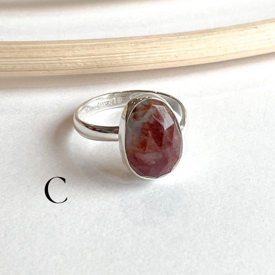 Blood Aquamarine Ring - Solid Sterling Silver