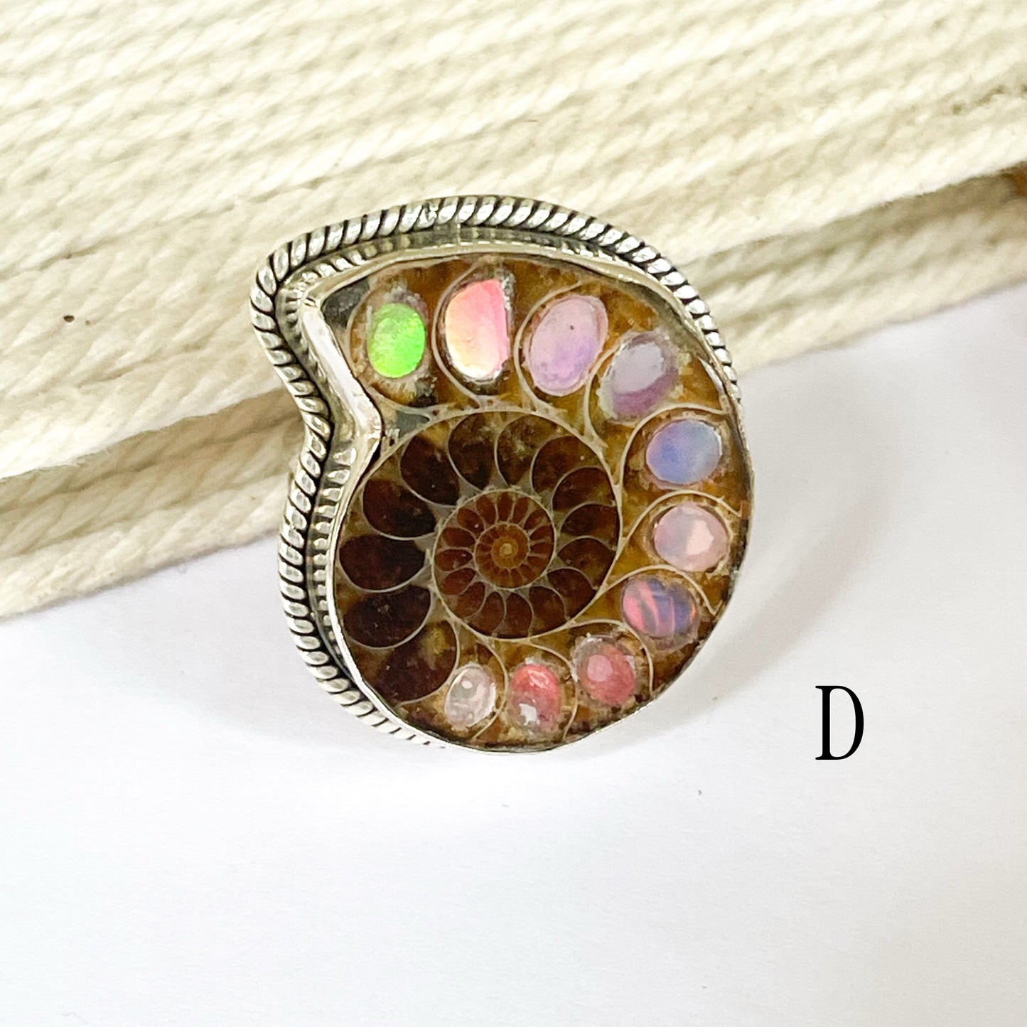 Galaxy Inlay Nautilus Shell Ring & Pendants - Solid Sterling Silver