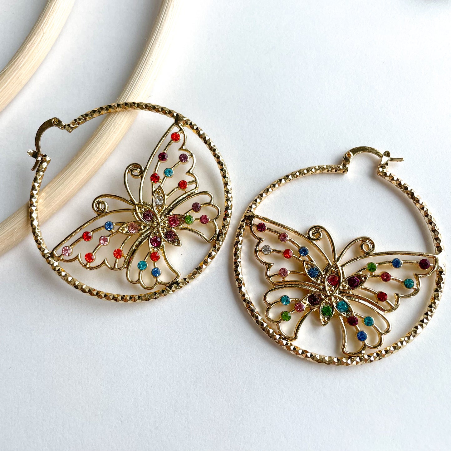 CZ Butterfly Hoop - 18k Gold Filled